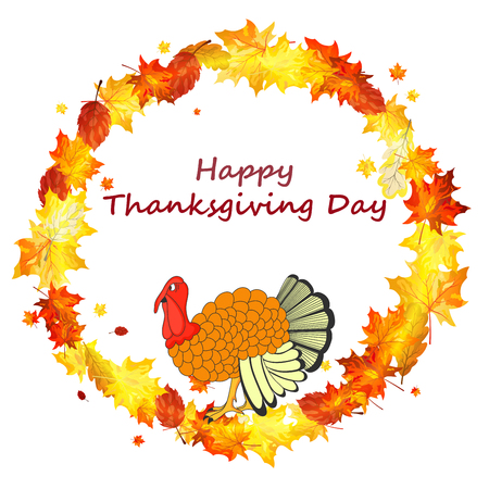 Thanksgiving Day background with maple leaves. All objects are separated. Vector illustration with transparency. のイラスト素材
