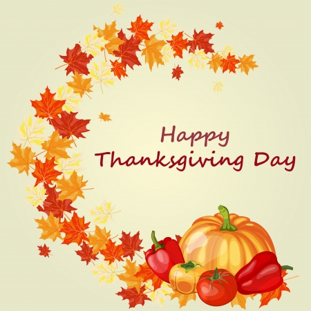 Thanksgiving Day background with maple leaves. All objects are separated. Vector illustration with transparency. のイラスト素材