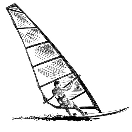 Windsurfing sketch.のイラスト素材