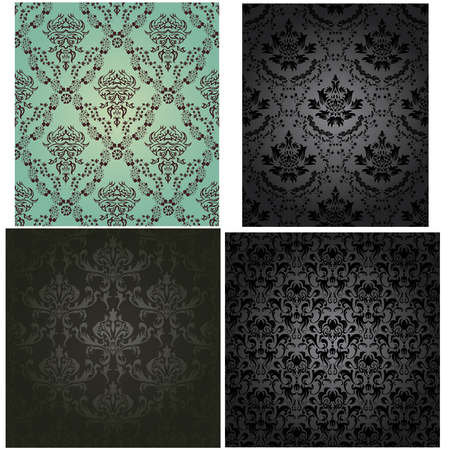 Damask seamless vector pattern set.  For easy making seamless pattern just drag all group into swatches bar, and use it for filling any contours.のイラスト素材