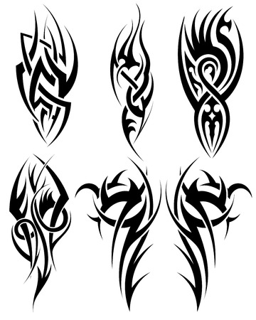 Set of tribal tattoos. EPS 10 vector illustration without transparency.のイラスト素材