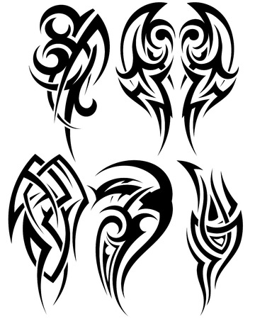 Set of tribal tattoos. EPS 10 vector illustration without transparency.のイラスト素材