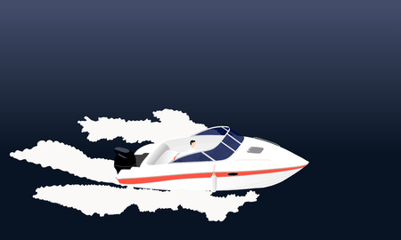 Speed motor boat with ripples. EPS 10 vector illustration.のイラスト素材