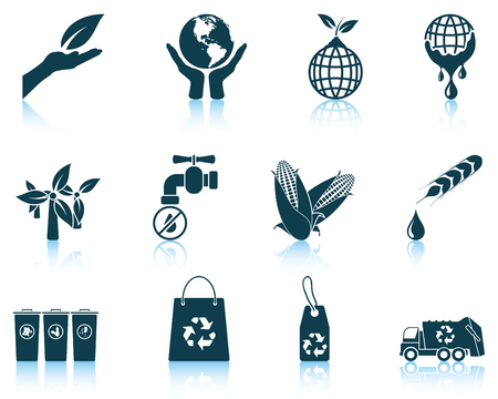 Set of ecological icons. vector illustration without transparency.のイラスト素材