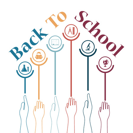 Creative school design with icons. EPS 10 vector illustration without transparency.のイラスト素材