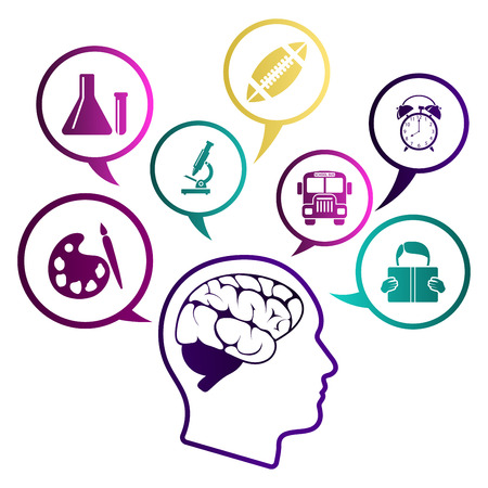 Creative school design with icons. EPS 10 vector illustration without transparency.のイラスト素材
