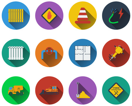 Set of construction icons in flat design. EPS 10 vector illustration with transparency.のイラスト素材