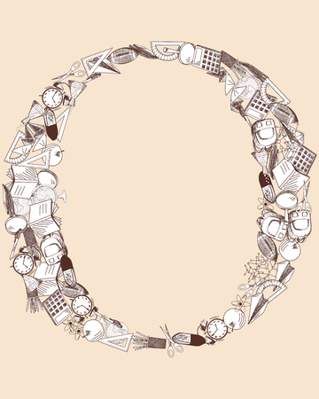 Hand drawn alphabet letter with education theme. のイラスト素材