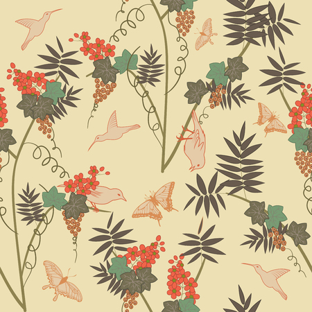 Seamless floral pattern. For easy making seamless pattern just drag all group into swatches bar, and use it for filling any contours.のイラスト素材