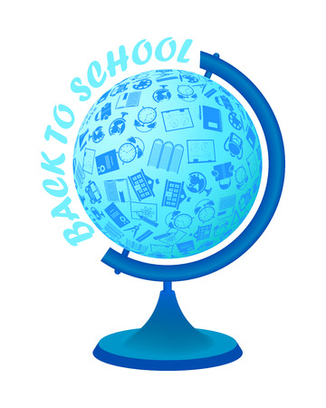 Back to school design with education symbols in globe sphereのイラスト素材