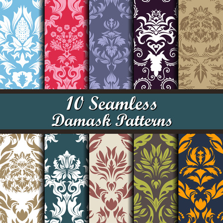 Set of Ten Damask Seamless Patterns designのイラスト素材