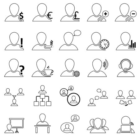 Office and People Icon Set in Thin Line Design.のイラスト素材