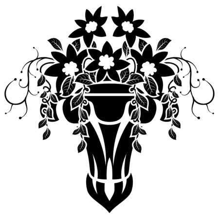 Emblem in Damask Style Over White Backgroundのイラスト素材