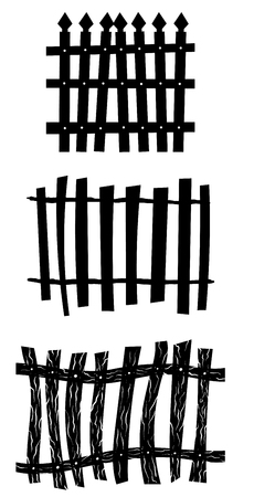 Halloween Holiday Elements Set. Collection With Different Shapes of Fence Over White Background for Creating Halloween Designs.  Vector illustration.のイラスト素材