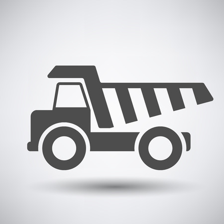 Tipper car  icon on gray background with round shadow.のイラスト素材