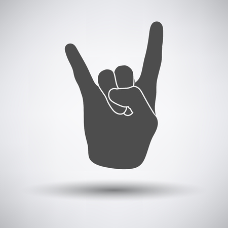 Rock hand icon on gray background with round shadow. Vector illustration.のイラスト素材