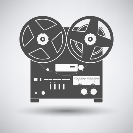 Reel tape recorder icon on gray background with round shadow. Vector illustration.のイラスト素材