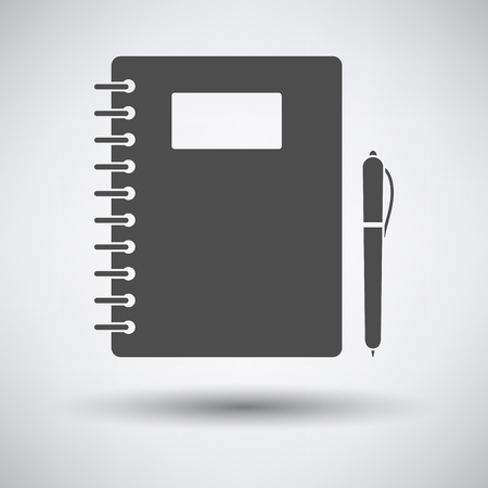 Exercise book with pen icon on gray background with round shadow.のイラスト素材