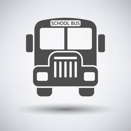 School bus icon on gray background with round shadow.のイラスト素材