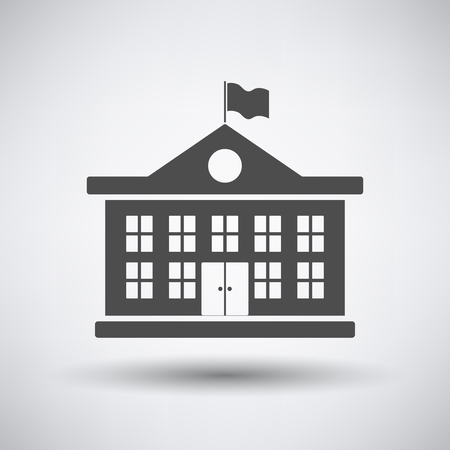 School building icon on gray background with round shadow.のイラスト素材