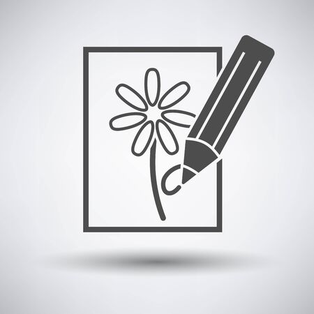Sketch with pencil icon on gray background with round shadow.のイラスト素材