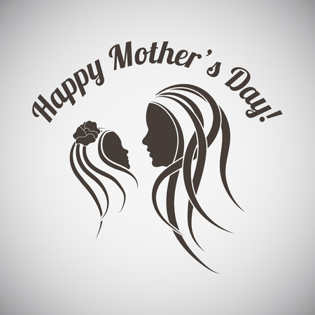 Mother's day emblem with silhouettes of mother and daughter. Vector illustration.のイラスト素材
