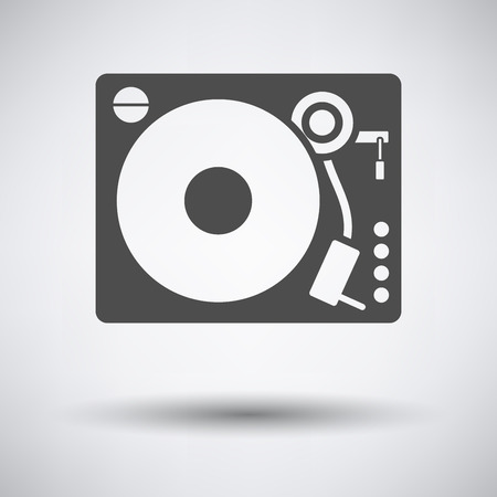 Vinyl player icon on gray background with round shadow. Vector illustration.のイラスト素材