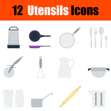 Flat design utensils icon set in ui colors. Vector illustration.のイラスト素材