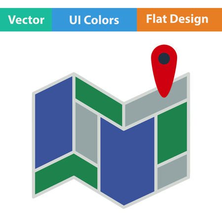 Flat design icon of navigation map scheme in ui colors. Vector illustration.のイラスト素材