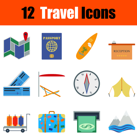 Flat design travel icon set in ui colors. Vector illustration.のイラスト素材