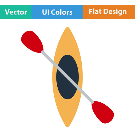 Flat design icon of kayak and paddle  in ui colors. Vector illustration.のイラスト素材