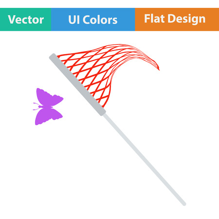 Flat design icon of butterfly net in ui colors. Vector illustration.のイラスト素材