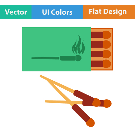 Flat design icon of match box in ui colors. Vector illustration.のイラスト素材