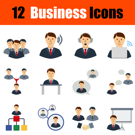 Flat design business icon set in ui colors. Vector illustration.のイラスト素材