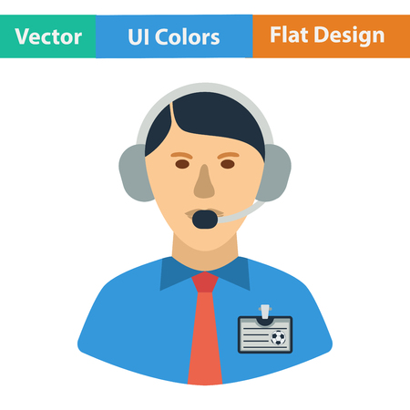 Flat design icon of football commentator in ui colors. Vector illustration.のイラスト素材