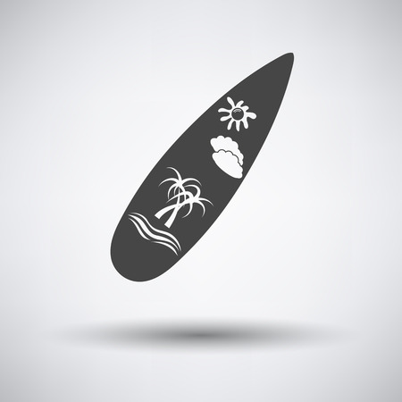 Surfboard icon on gray background with round shadow. Vector illustration.のイラスト素材