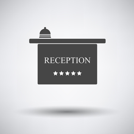 Hotel reception desk icon on gray background with round shadow. Vector illustration.のイラスト素材