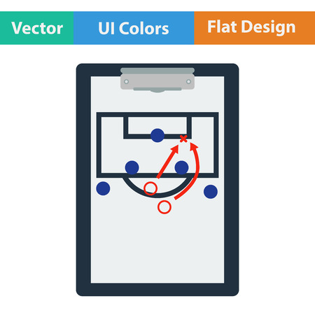 Flat design icon of football coach tablet with game plan in ui colors. Vector illustration.のイラスト素材