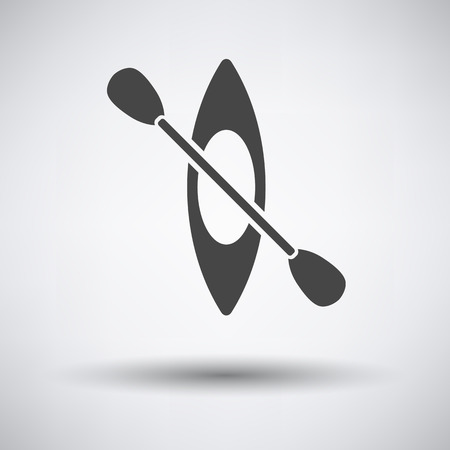 Kayak and paddle icon on gray background with round shadow. Vector illustration.のイラスト素材