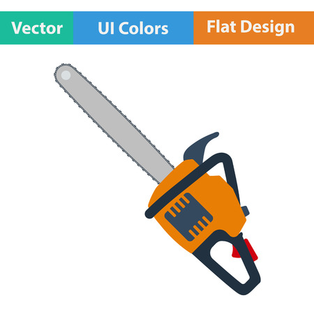 Flat design icon of chain saw in ui colors. Vector illustration.のイラスト素材