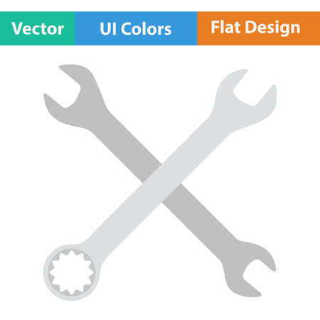 Flat design icon of crossed wrench in ui colors. Vector illustration.のイラスト素材