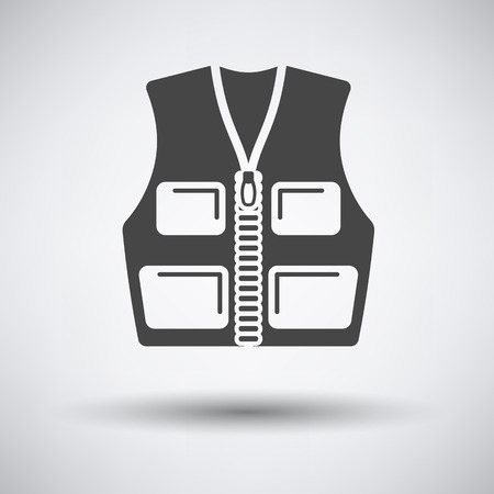 Hunter vest icon on gray background with round shadow. Vector illustration.のイラスト素材
