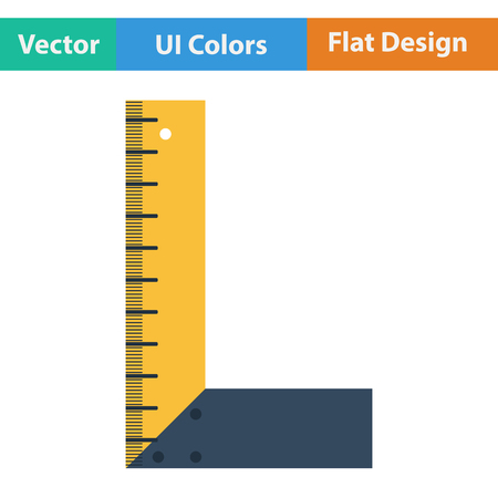 Flat design icon of setsquare in ui colors. Vector illustration.のイラスト素材