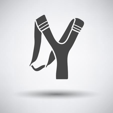 Hunting  slingshot  icon on gray background with round shadow. Vector illustration.のイラスト素材