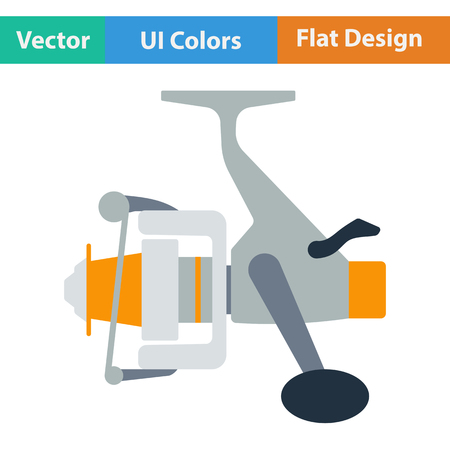 Flat design icon of Fishing reel  in ui colors. Vector illustration.のイラスト素材