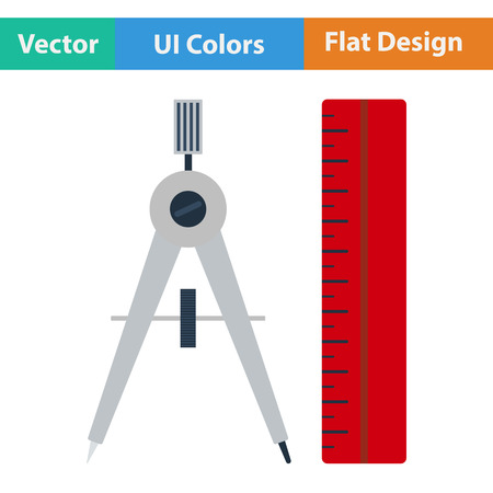 Flat design icon of Compasses and scale iin ui colors. Vector illustration.のイラスト素材