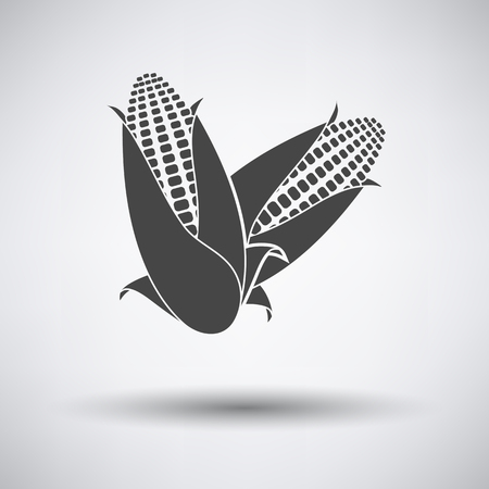 Corn icon on gray background with round shadow. Vector illustration.のイラスト素材