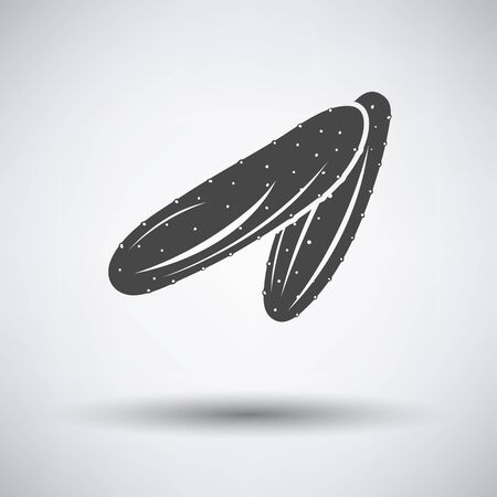Cucumber icon on gray background with round shadow. Vector illustration.のイラスト素材