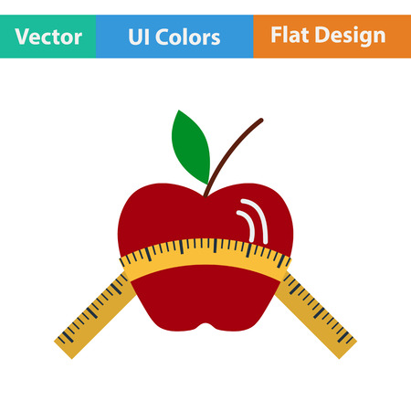 Flat design icon of Apple with measure tape in ui colors. Vector illustration.のイラスト素材