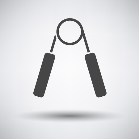 Hands expander icon on gray background with round shadow. Vector illustration.のイラスト素材